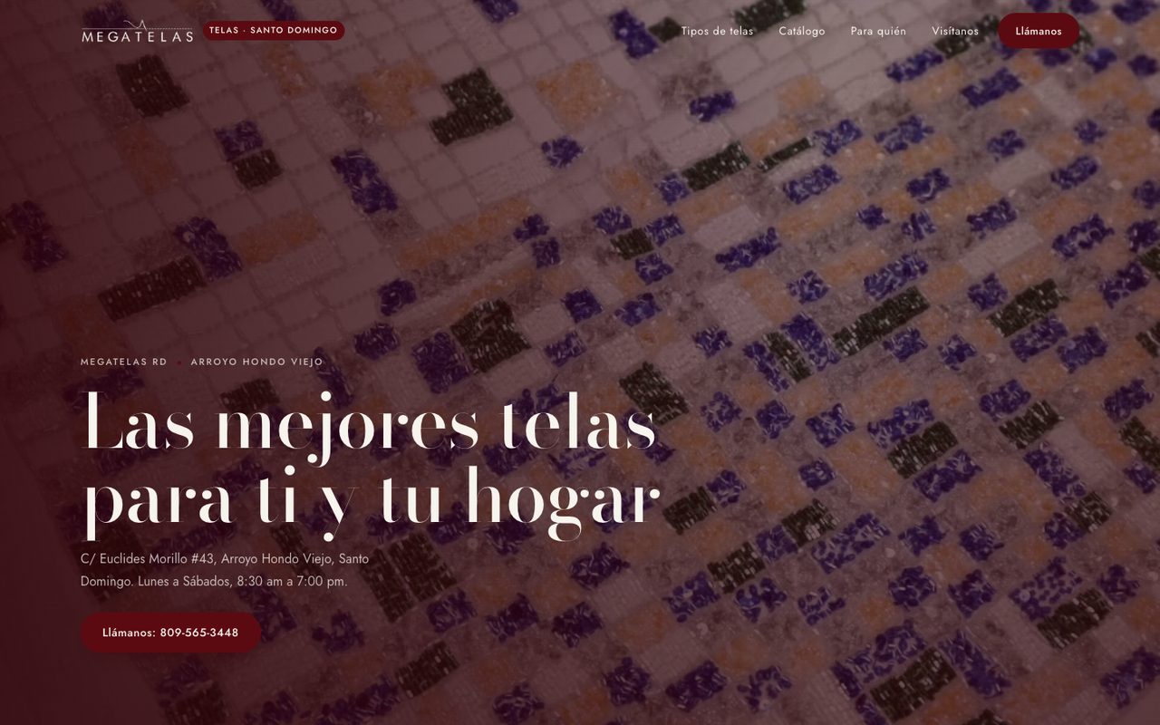 Página web de Megatelas RD, telas y tejidos en Santo Domingo