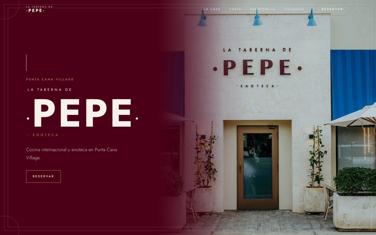 Página web de La Taberna de Pepe, restaurante y enoteca en Punta Cana